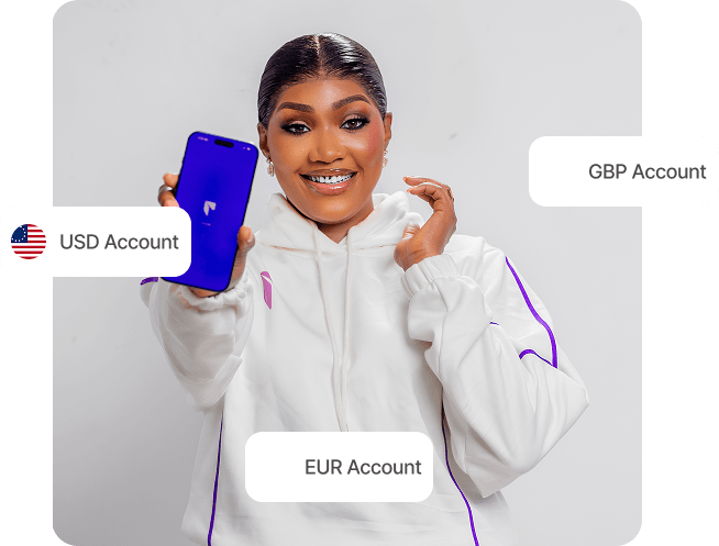 Happy woman with USD account